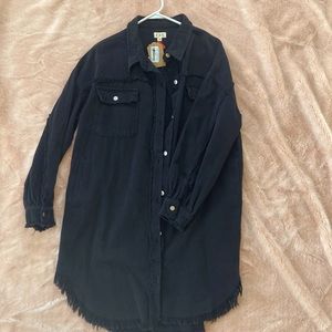 Black Denim Long Jacket